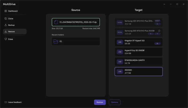 Restore via WinAPI
