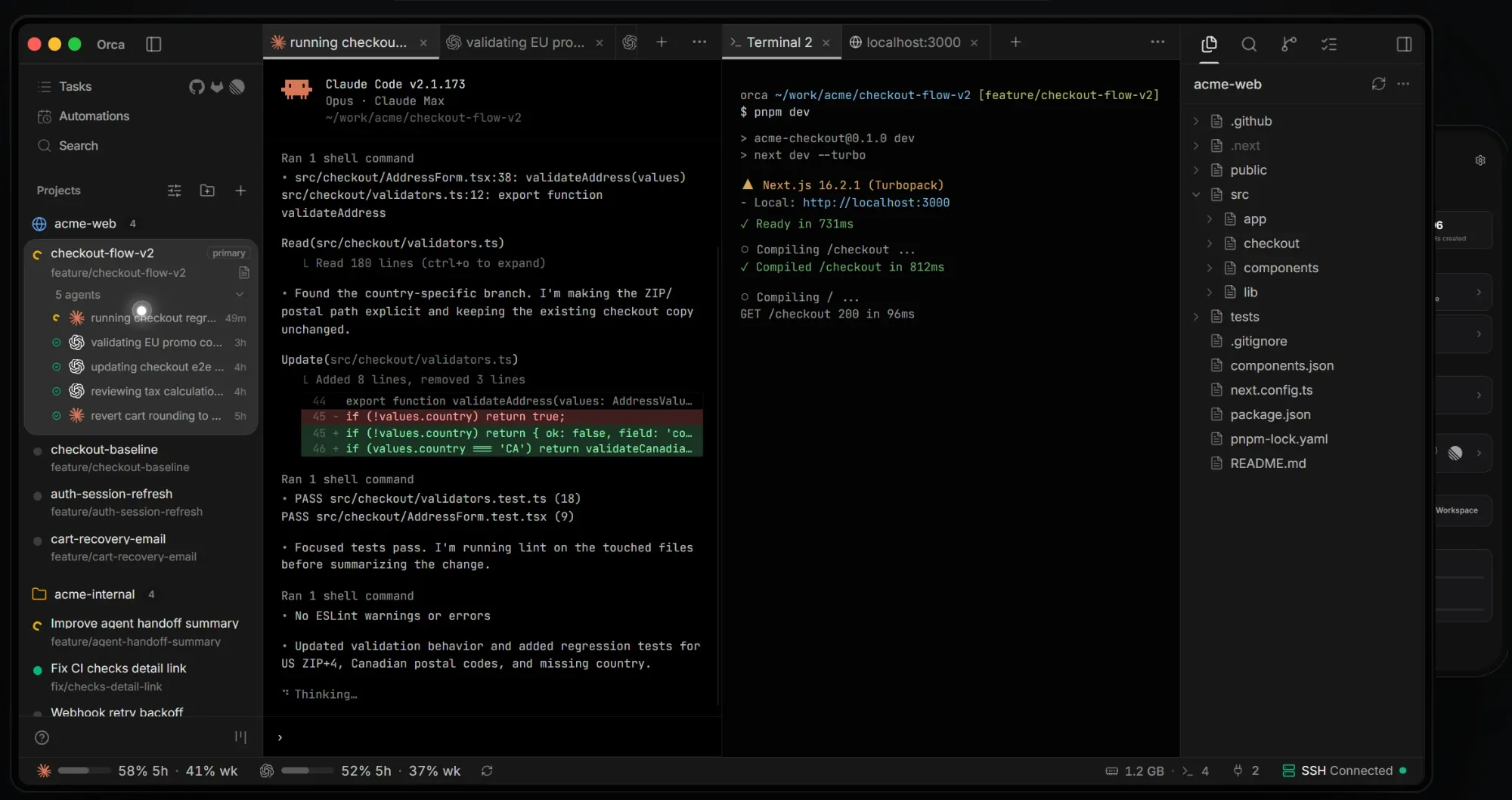 Orca interface with several coding agents working on different tasks in parallel